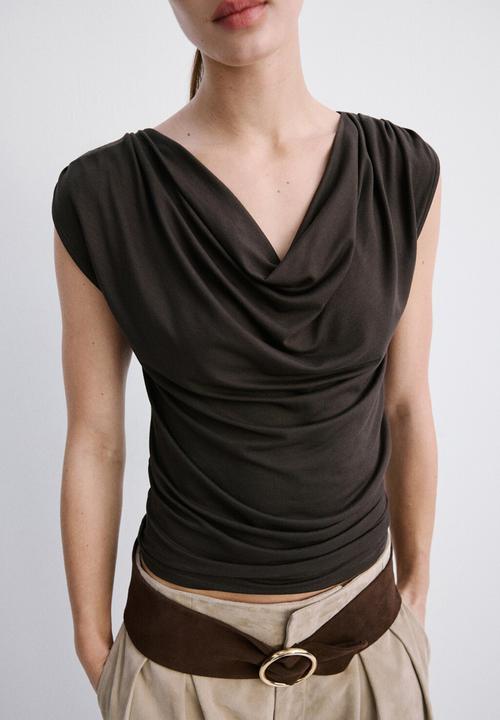 MANGO - T-shirt nice - brown