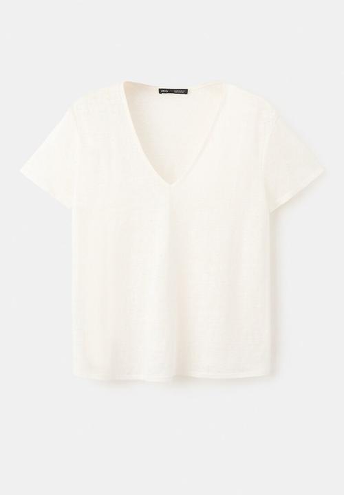 MANGO - T-shirt linito - natural
