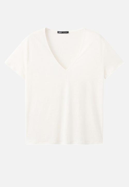 MANGO - T-shirt linito - natural