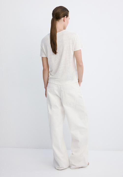 MANGO - T-shirt linito - natural
