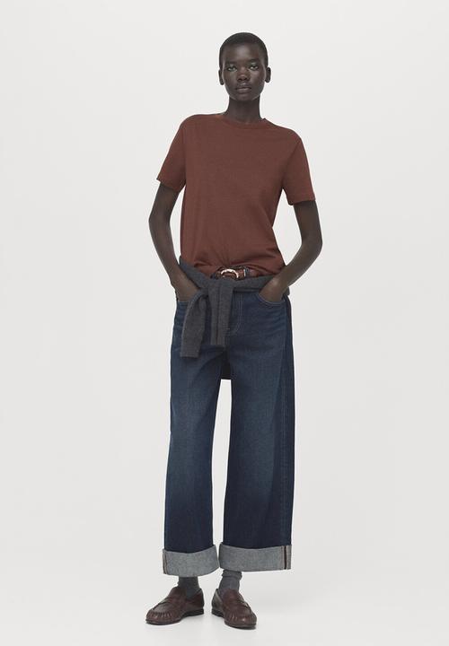 MANGO - T-shirt chals- rust/copper