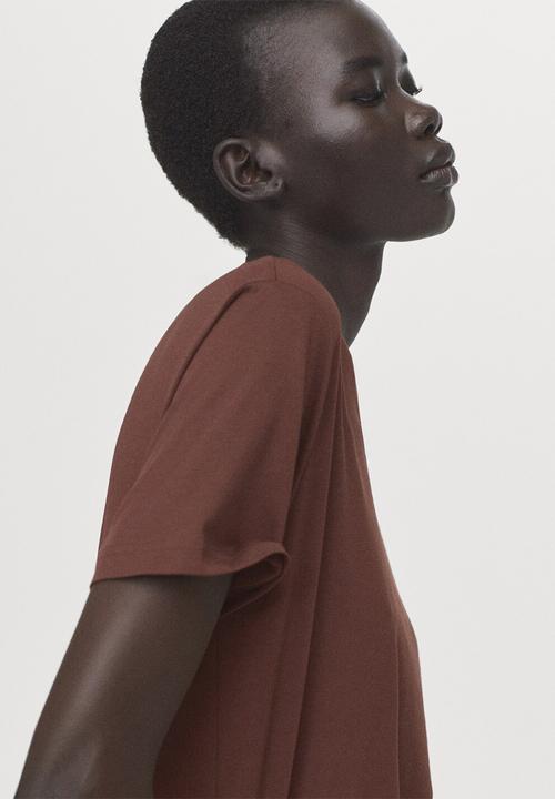 MANGO - T-shirt chals- rust/copper