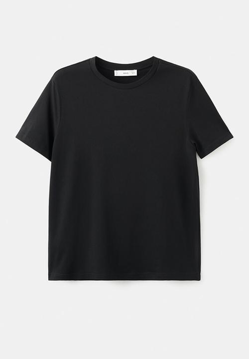 MANGO - T-shirt chals- black