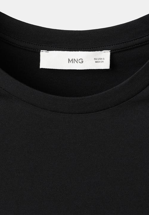 MANGO - T-shirt chals- black