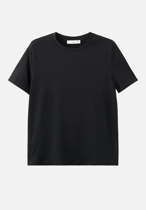 MANGO - T-shirt chals- black