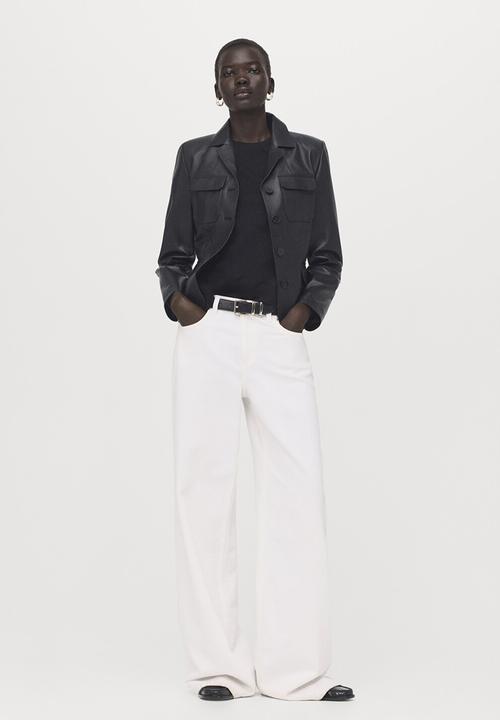 MANGO - T-shirt chals- black