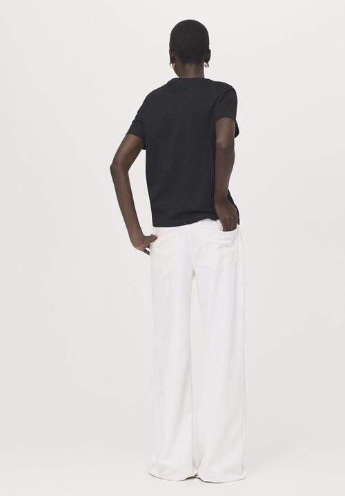 MANGO - T-shirt chals- black