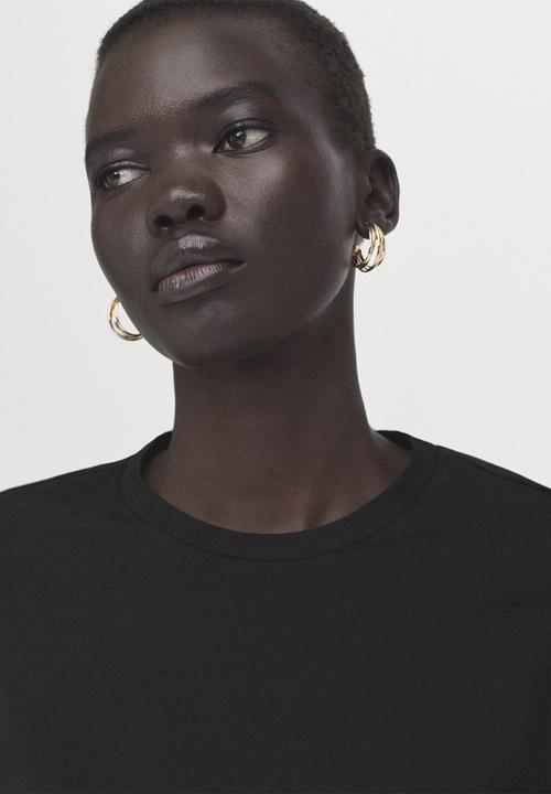 MANGO - T-shirt chals- black