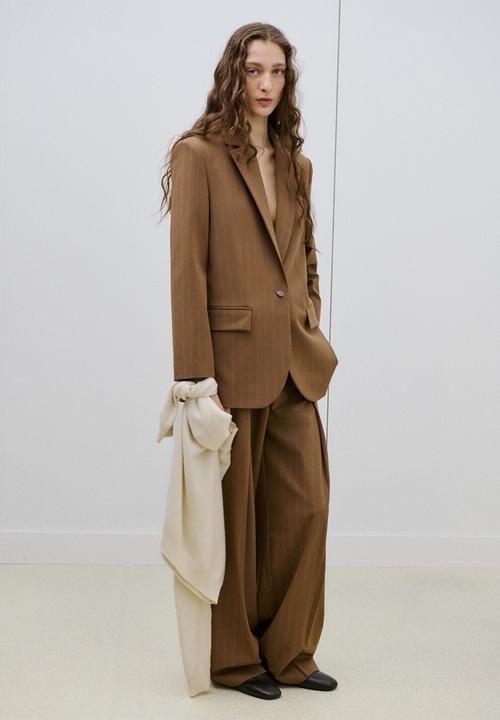 MANGO - Trousers systeck- dark brown