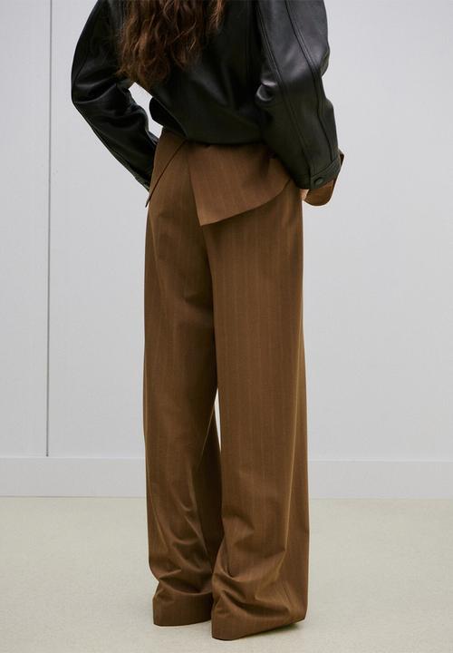 MANGO - Trousers systeck- dark brown