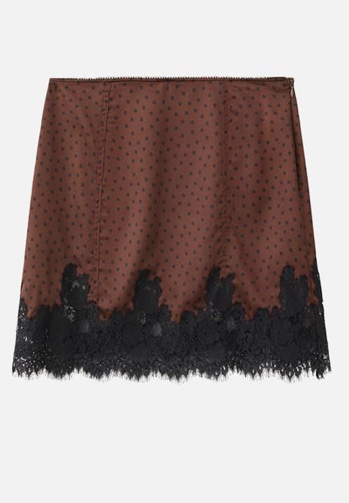 MANGO - Skirt doty- brown