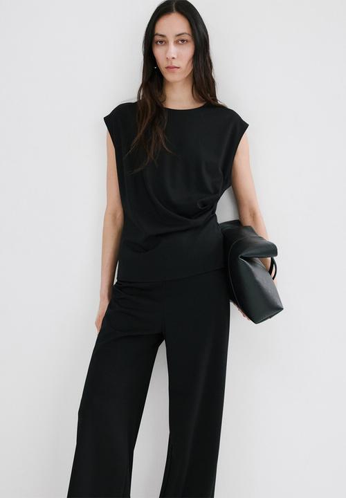 MANGO - Trousers candelo - black