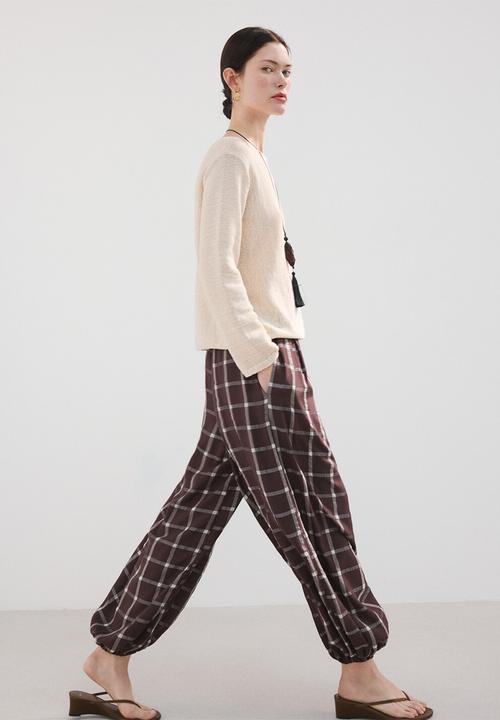 MANGO - Trousers marmol - dark red