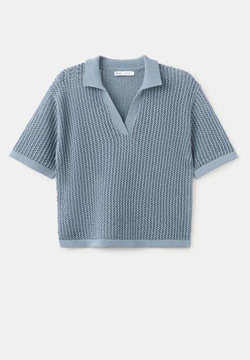 MANGO - Sweater orange - light/pastel blue