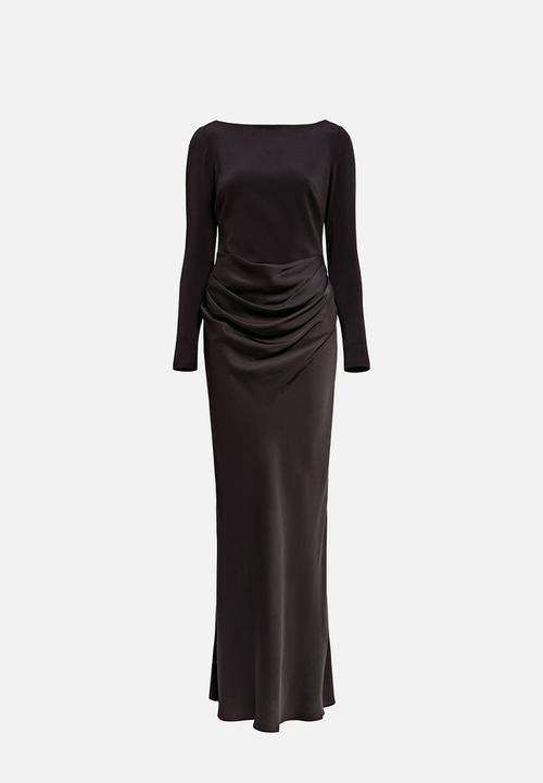 Forever New - Briella Boat Neck Drape Maxi Dress in Black