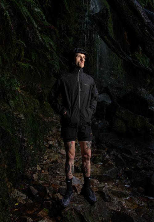Burnt  - Fundamental men's waterproof jacket - black