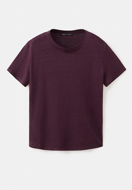 MANGO - T-shirt lina - dark red
