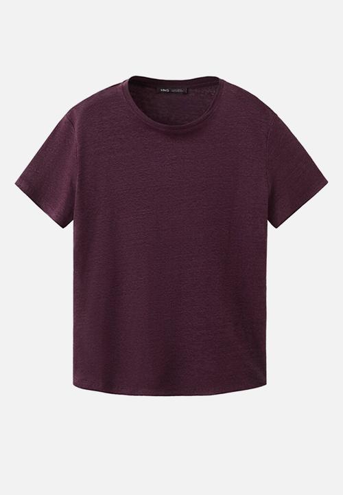 MANGO - T-shirt lina - dark red