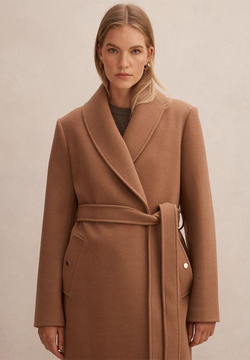 Forever New - Clarissa Wrap Coat in Dark Camel
