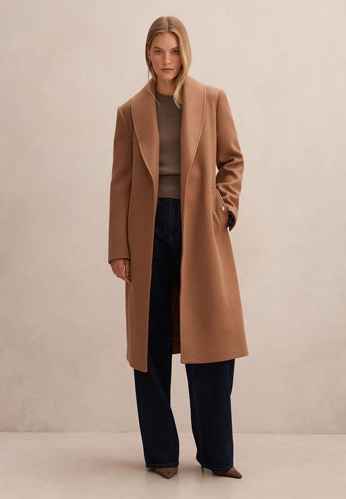Forever New - Clarissa Wrap Coat in Dark Camel