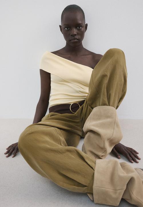 MANGO - Top gabriete - light pastel yellow