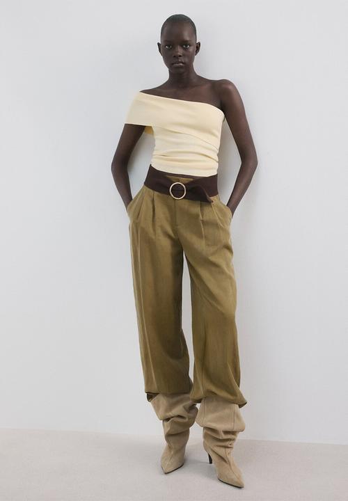 MANGO - Top gabriete - light pastel yellow