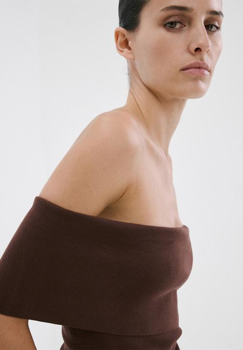 MANGO - Top gabriete - dark brown