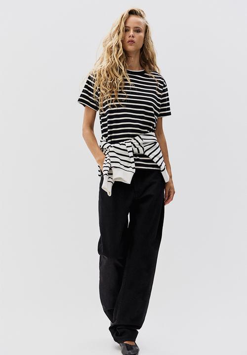 H&M - Cotton t-shirt - black/white striped