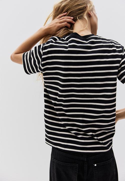 H&M - Cotton t-shirt - black/white striped