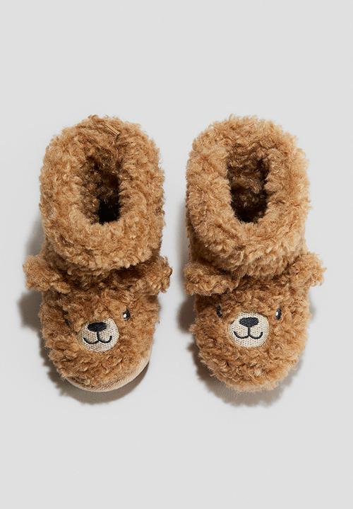 H&M - Soft-sole fluffy slippers - beige/bear