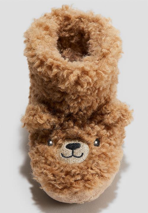 H&M - Soft-sole fluffy slippers - beige/bear