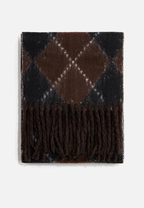 H&M - Fringed scarf - brown/checked