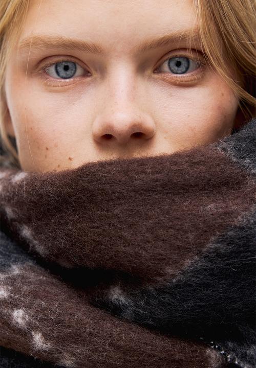 H&M - Fringed scarf - brown/checked