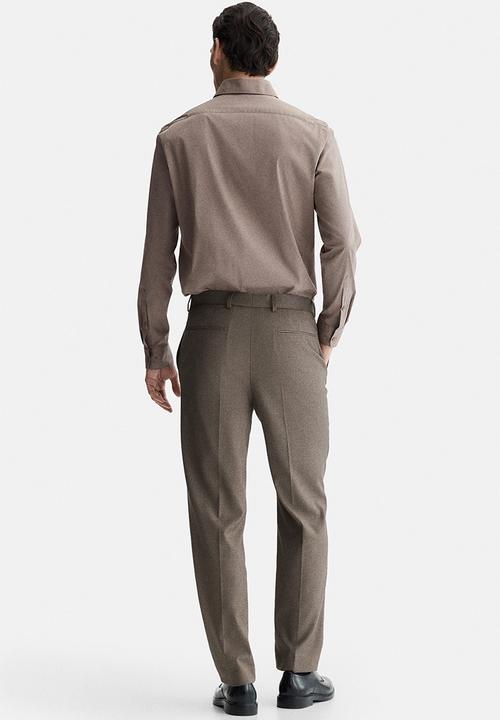 H&M - Slim fit stretch shirt - dark beige
