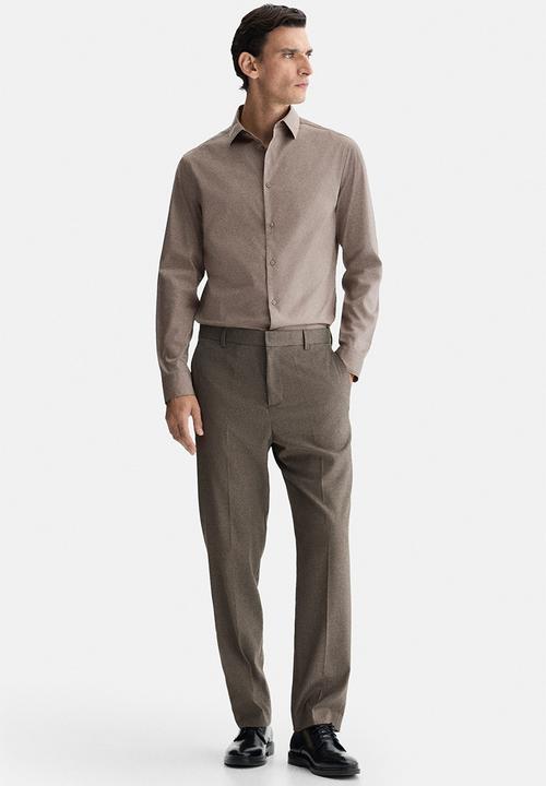 H&M - Slim fit stretch shirt - dark beige