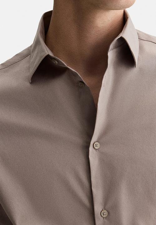 H&M - Slim fit stretch shirt - dark beige