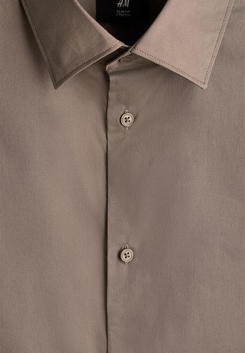 H&M - Slim fit stretch shirt - dark beige