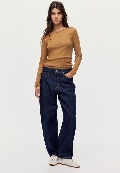 H&M - Ribbed cotton top - light brown