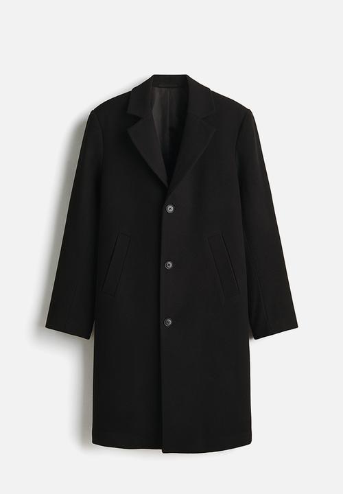H&M - Single-breasted wool-blend coat - black