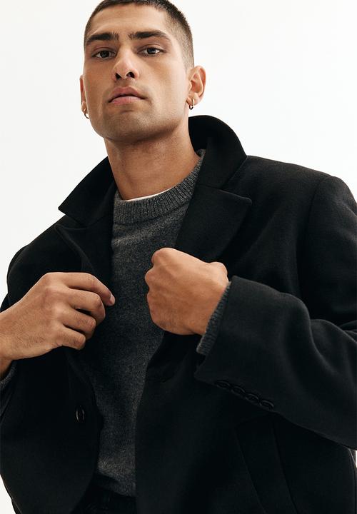 H&M - Single-breasted wool-blend coat - black