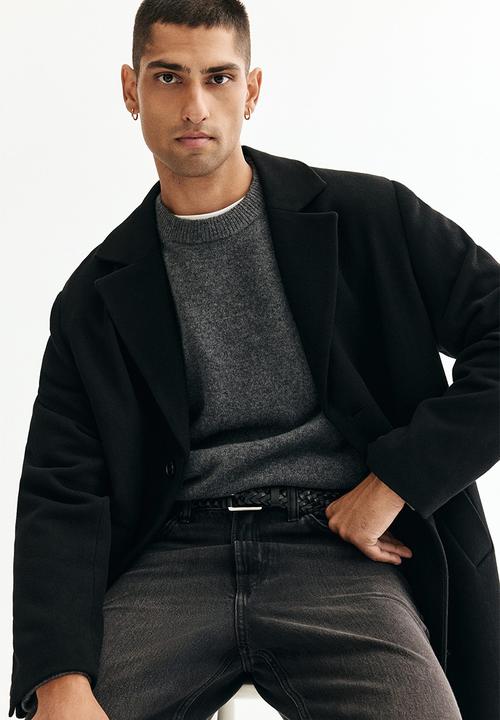 H&M - Single-breasted wool-blend coat - black