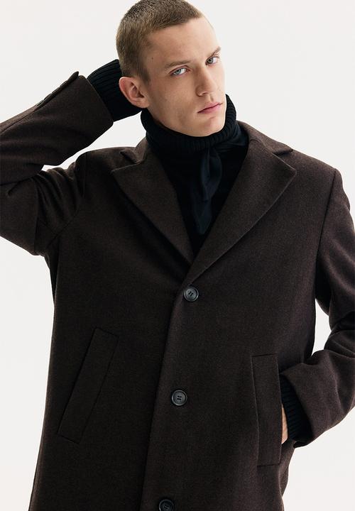 H&M - Single-breasted wool-blend coat - dark brown