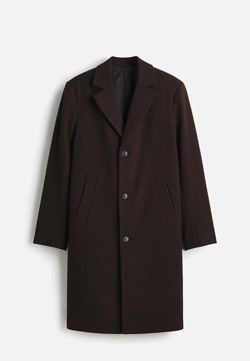 H&M - Single-breasted wool-blend coat - dark brown