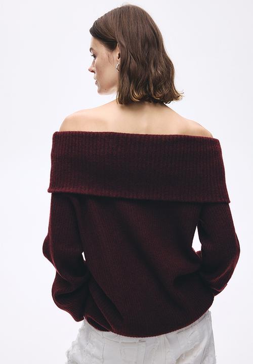 H&M - Off-the-shoulder jumper - burgundy