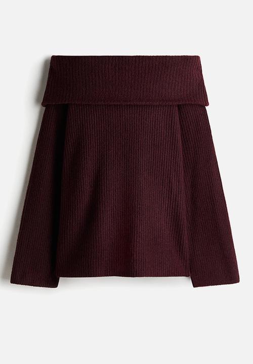 H&M - Off-the-shoulder jumper - burgundy