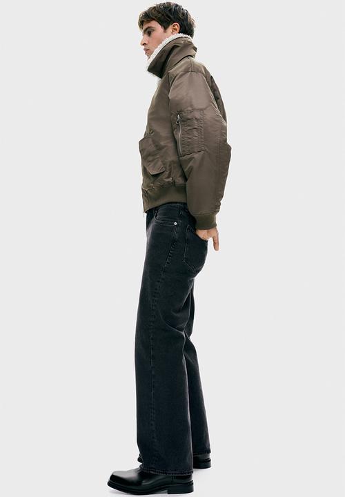 H&M - Loose fit nylon bomber jacket - dark mole