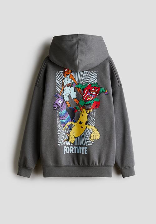 H&M - Printed hoodie - grey/fortnite