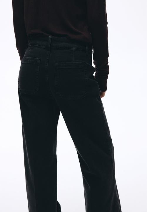 H&M - Wide high jeans - dark denim grey