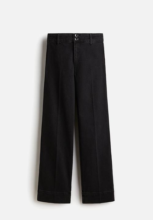 H&M - Wide high jeans - dark denim grey