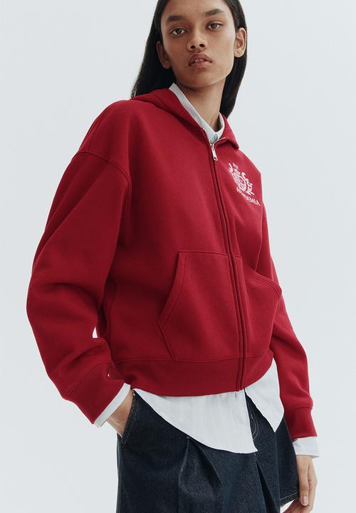 Zip-through hoodie - dark red/academia - 1298024002